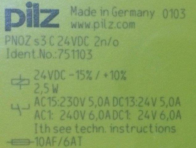 Pilz-751103-PNOZ S3 C 24VDC 2N/O